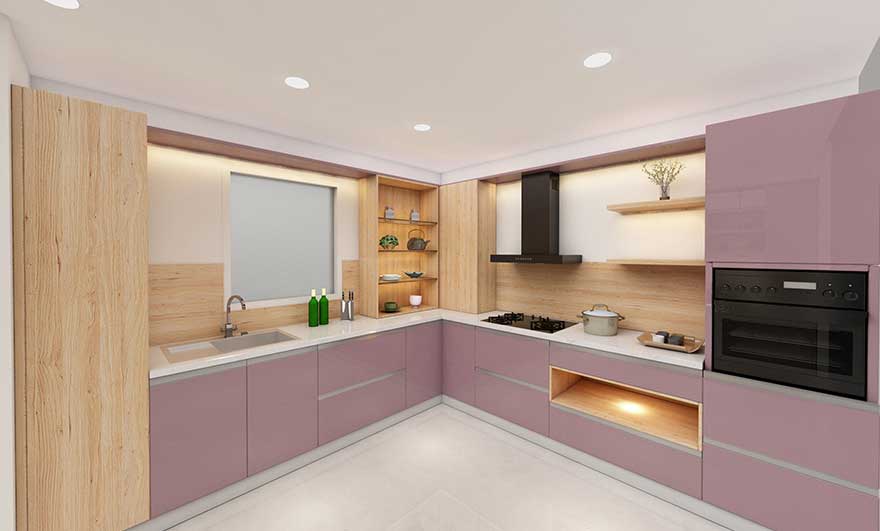 In this image modular kitchen types of modular kitchen