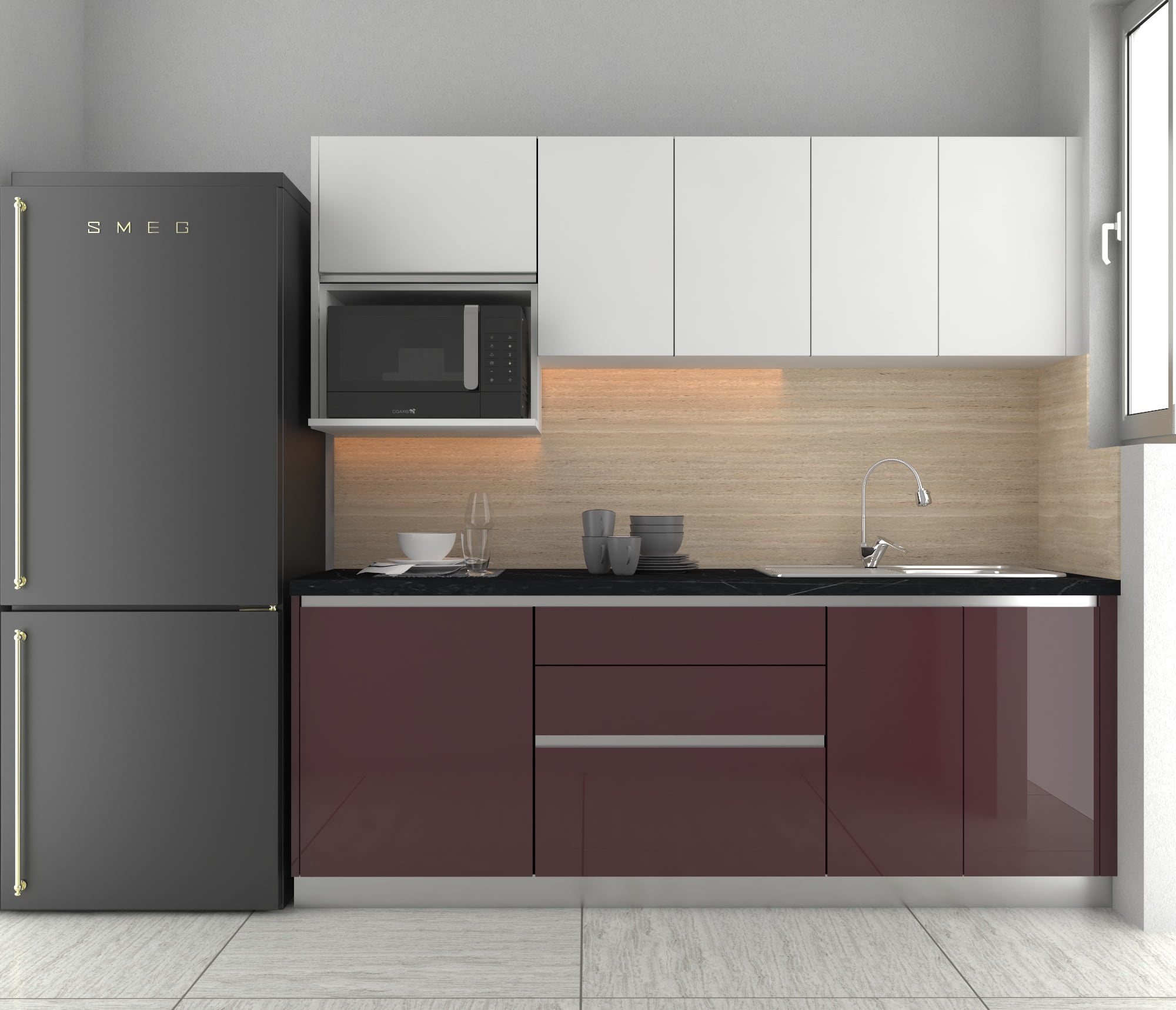 In this image in Line modular Kitchen